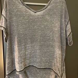 Free People Gray Boxy Short Sleeve T-Shirt